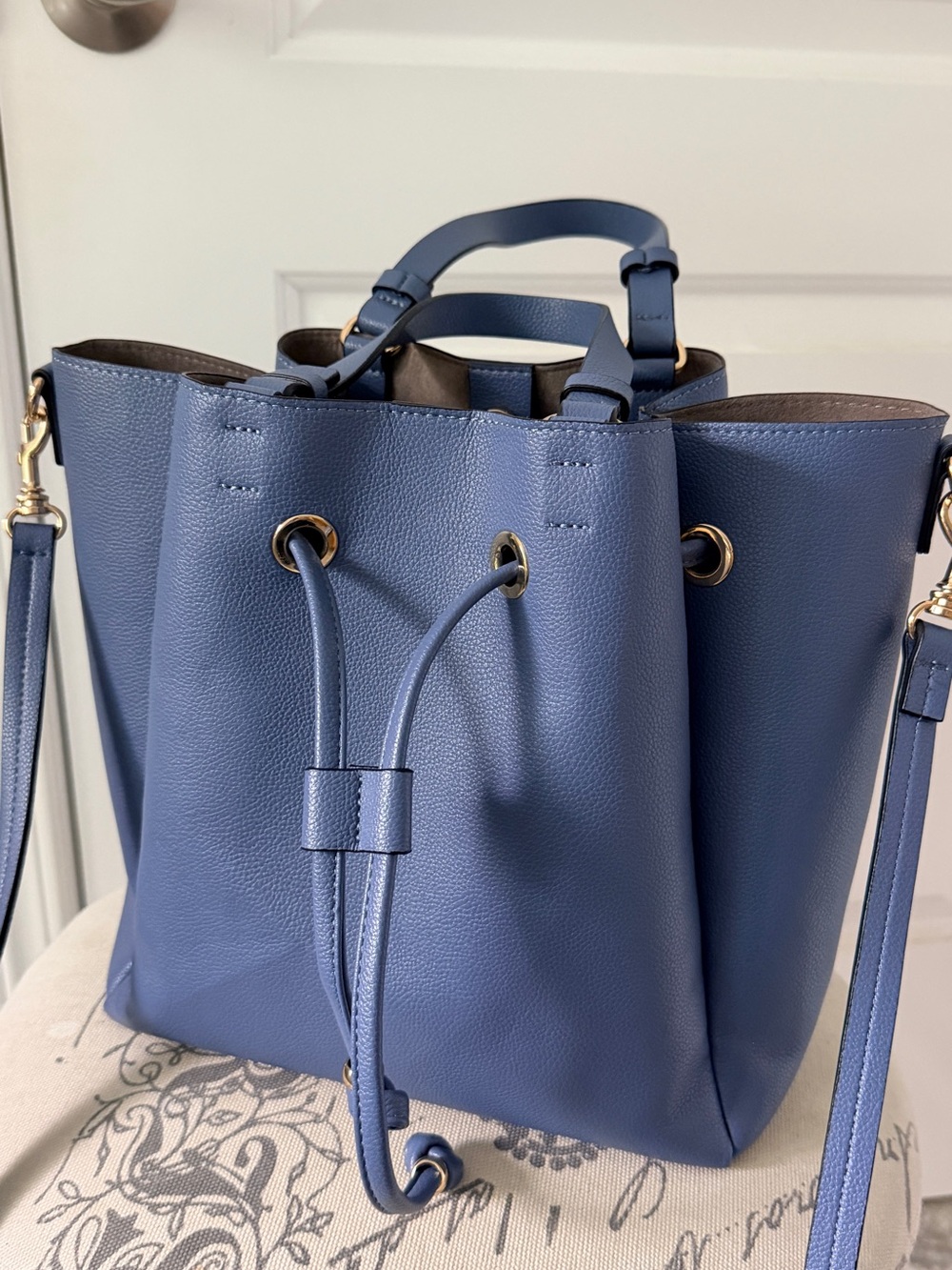 H&M Blue Leather Drawstring Shoulder Bag